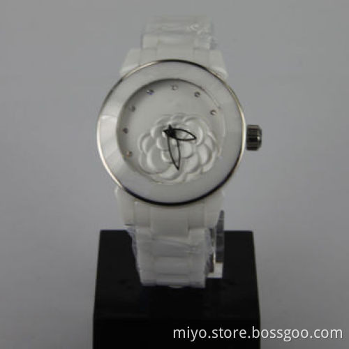 Ceramic Watch with Embossed Pattern Dial, Japan Movement, Fancy, Stylish/Nice Various Colors